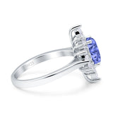 Vintage Style Oval Engagement Ring Simulated Cubic Zirconia 925 Sterling Silver