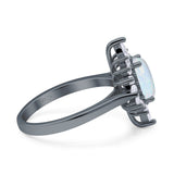 Vintage Style Oval Engagement Ring Simulated Cubic Zirconia 925 Sterling Silver