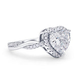 Halo Twisted Infinity Heart Engagement Ring Cubic Zirconia 925 Sterling Silver