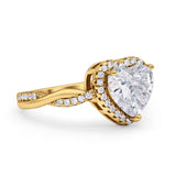 Halo Twisted Infinity Heart Engagement Ring Cubic Zirconia 925 Sterling Silver