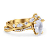 Teardrop Pear Twisted Infinity Style Bridal Two Piece Engagement Ring Cubic Zirconia 925 Sterling Silver