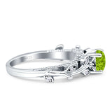 Vintage Style Floral Round Engagement Ring Cubic Zirconia 925 Sterling Silver