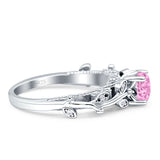 Vintage Style Floral Round Engagement Ring Cubic Zirconia 925 Sterling Silver