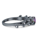 Vintage Style Floral Round Engagement Ring Cubic Zirconia 925 Sterling Silver