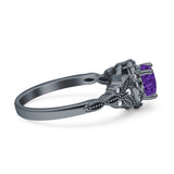 Art Deco Round Engagement Ring Cubic Zirconia 925 Sterling Silver