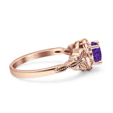 Art Deco Round Engagement Ring Cubic Zirconia 925 Sterling Silver