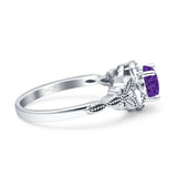 Art Deco Round Engagement Ring Cubic Zirconia 925 Sterling Silver