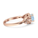 Art Deco Round Engagement Ring Cubic Zirconia 925 Sterling Silver