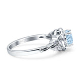 Art Deco Round Engagement Ring Cubic Zirconia 925 Sterling Silver