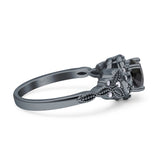 Art Deco Round Engagement Ring Cubic Zirconia 925 Sterling Silver