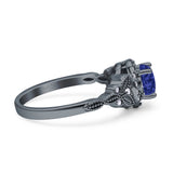 Art Deco Round Engagement Ring Cubic Zirconia 925 Sterling Silver