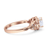 Art Deco Round Engagement Ring Cubic Zirconia 925 Sterling Silver