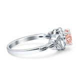 Art Deco Round Engagement Ring Cubic Zirconia 925 Sterling Silver