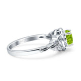 Art Deco Round Engagement Ring Cubic Zirconia 925 Sterling Silver