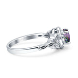 Art Deco Round Engagement Ring Cubic Zirconia 925 Sterling Silver