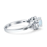 Art Deco Round Engagement Ring Cubic Zirconia 925 Sterling Silver