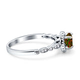 Halo Round Engagement Ring Cubic Zirconia 925 Sterling Silver