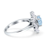 Floral Art Deco Round Engagement Ring Simulated Cubic Zirconia 925 Sterling Silver