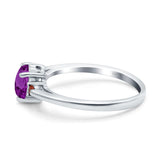 Art Deco Heart Three Stone Wedding Bridal Ring Ruby Simulated Cubic Zirconia 925 Sterling Silver
