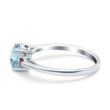 Art Deco Heart Three Stone Wedding Bridal Ring Ruby Simulated Cubic Zirconia 925 Sterling Silver