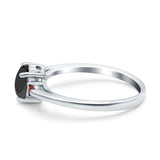 Art Deco Heart Three Stone Wedding Bridal Ring Ruby Simulated Cubic Zirconia 925 Sterling Silver