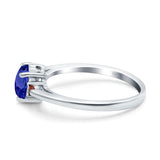 Art Deco Heart Three Stone Wedding Bridal Ring Ruby Simulated Cubic Zirconia 925 Sterling Silver