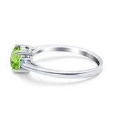 Art Deco Heart Three Stone Wedding Bridal Ring Aquamarine Simulated Cubic Zirconia 925 Sterling Silver