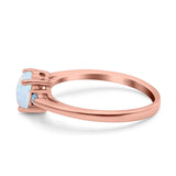 Art Deco Heart Three Stone Wedding Bridal Ring Aquamarine Simulated Cubic Zirconia 925 Sterling Silver