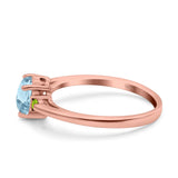 Art Deco Heart Three Stone Wedding Bridal Ring Peridot Simulated Cubic Zirconia 925 Sterling Silver