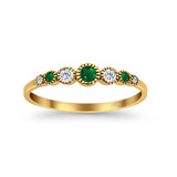 Half Eternity Band Round Simulated Green Emerald Cubic Zirconia 925 Sterling Silver (4mm)