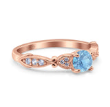 Heart Filigree Art Deco Wedding Bridal Ring Round Simulated Cubic Zirconia 925 Sterling Silver