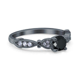 Heart Filigree Art Deco Wedding Bridal Ring Round Simulated Cubic Zirconia 925 Sterling Silver