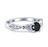 Heart Filigree Art Deco Wedding Bridal Ring Round Simulated Cubic Zirconia 925 Sterling Silver