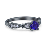 Heart Filigree Art Deco Wedding Bridal Ring Round Simulated Cubic Zirconia 925 Sterling Silver