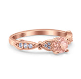 Heart Filigree Art Deco Wedding Bridal Ring Round Simulated Cubic Zirconia 925 Sterling Silver