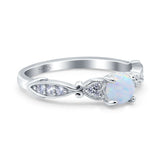 Heart Filigree Art Deco Wedding Bridal Ring Round Simulated Cubic Zirconia 925 Sterling Silver