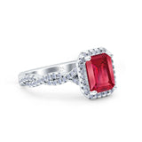 Art Deco Emerald Cut Infinity Wedding Bridal Ring Simulated Cubic Zirconia 925 Sterling Silver