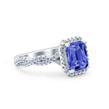Art Deco Emerald Cut Infinity Wedding Bridal Ring Simulated Cubic Zirconia 925 Sterling Silver