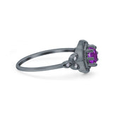 Art Deco Wedding Bridal Ring Marquise Design Round Simulated Cubic Zirconia 925 Sterling Silver