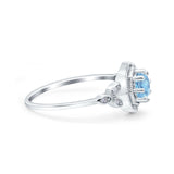 Art Deco Wedding Bridal Ring Marquise Design Round Simulated Cubic Zirconia 925 Sterling Silver