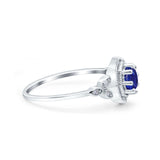 Art Deco Wedding Bridal Ring Marquise Design Round Simulated Cubic Zirconia 925 Sterling Silver