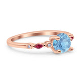 Vintage Style Round Bridal Wedding Engagement Ring Marquise Ruby Simulated Cubic Zirconia 925 Sterling Silver