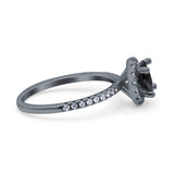 Halo Art Deco Engagement Wedding Bridal Ring Round Simulated Cubic Zirconia 925 Sterling Silver