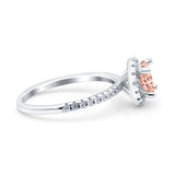 Halo Art Deco Engagement Wedding Bridal Ring Round Simulated Cubic Zirconia 925 Sterling Silver