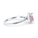 Halo Art Deco Engagement Wedding Bridal Ring Round Simulated Cubic Zirconia 925 Sterling Silver