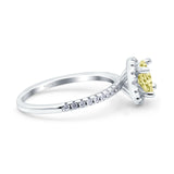 Halo Art Deco Engagement Wedding Bridal Ring Round Simulated Cubic Zirconia 925 Sterling Silver