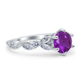 Vintage Style Round Bridal Wedding Engagement Ring Marquise Design Simulated Cubic Zirconia 925 Sterling Silver