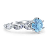 Vintage Style Round Bridal Wedding Engagement Ring Marquise Design Simulated Cubic Zirconia 925 Sterling Silver