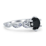 Vintage Style Round Bridal Wedding Engagement Ring Marquise Design Simulated Cubic Zirconia 925 Sterling Silver
