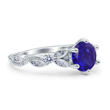 Vintage Style Round Bridal Wedding Engagement Ring Marquise Design Simulated Cubic Zirconia 925 Sterling Silver